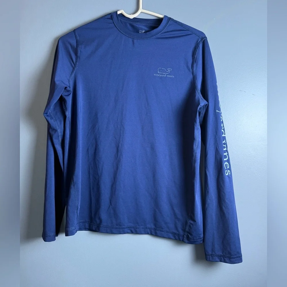 Vineyard Vines Performance Navy Rash Guard LS Poly Blend Whale Logo kidSz L (14) - Picture 1 of 8